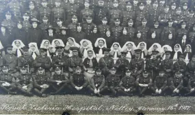 WW1 Panoramic Monochrome Photograph Of Staff At The Royal Victoria Hospital Netley